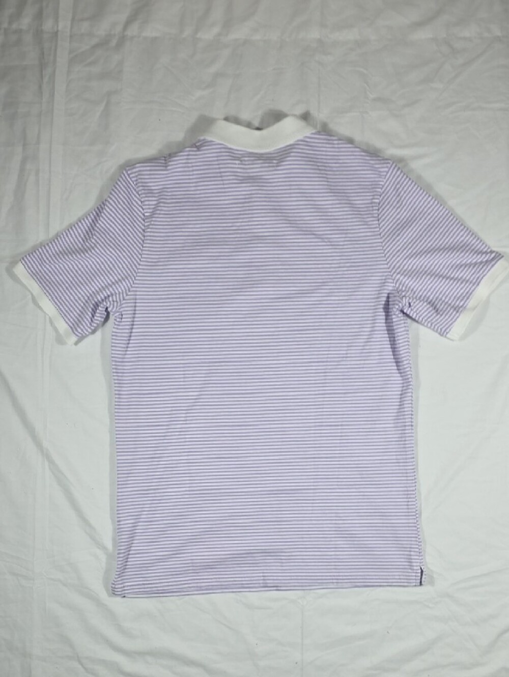 Criquet Men's Lavender Stripe Polo with White Contrast Collar - Picture 6 of 9